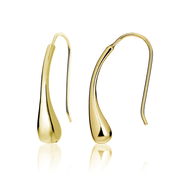 Gold Tone over Sterling Silver Teardrop Polished Hook Earrings
