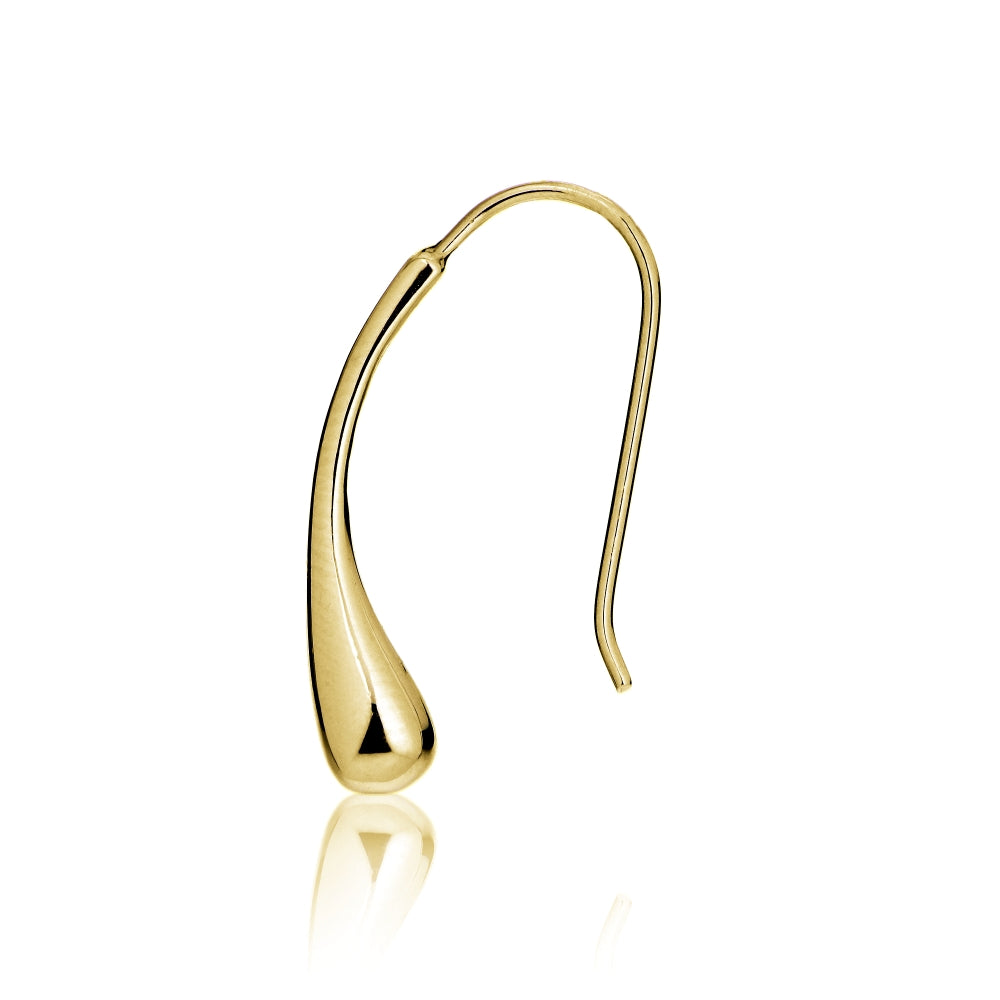 Gold Tone over Sterling Silver Teardrop Polished Hook Earrings-3