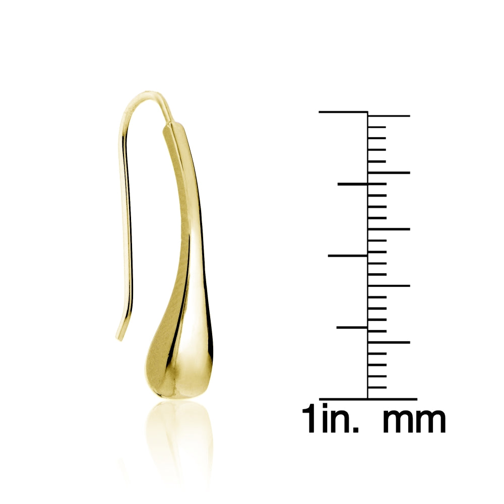 Gold Tone over Sterling Silver Teardrop Polished Hook Earrings-4