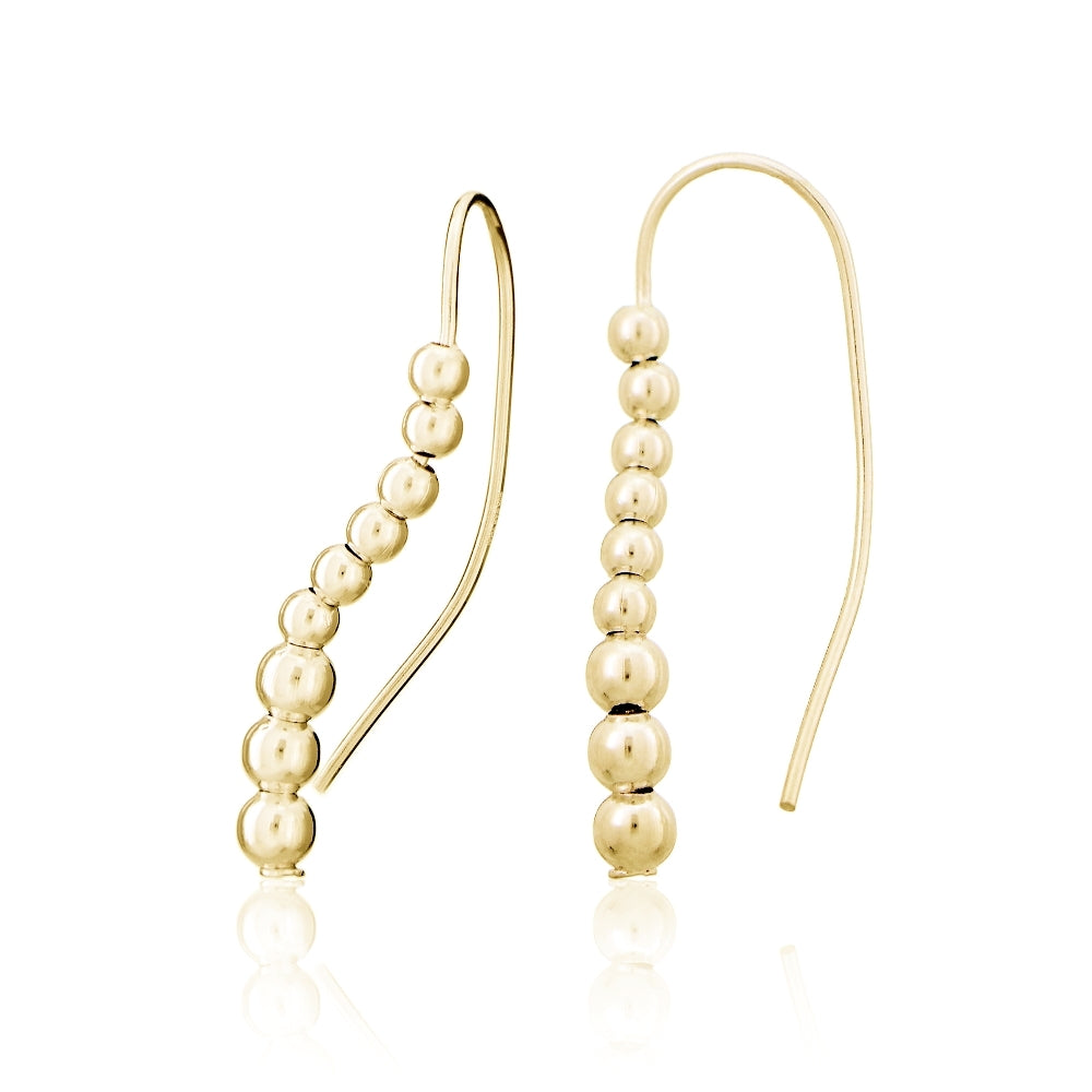 Gold Tone over Sterling Silver Beaded Journey Polished Hook Earrings