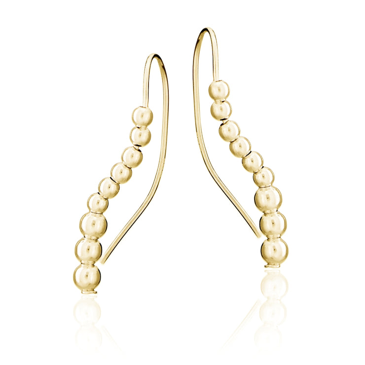 Gold Tone over Sterling Silver Beaded Journey Polished Hook Earrings