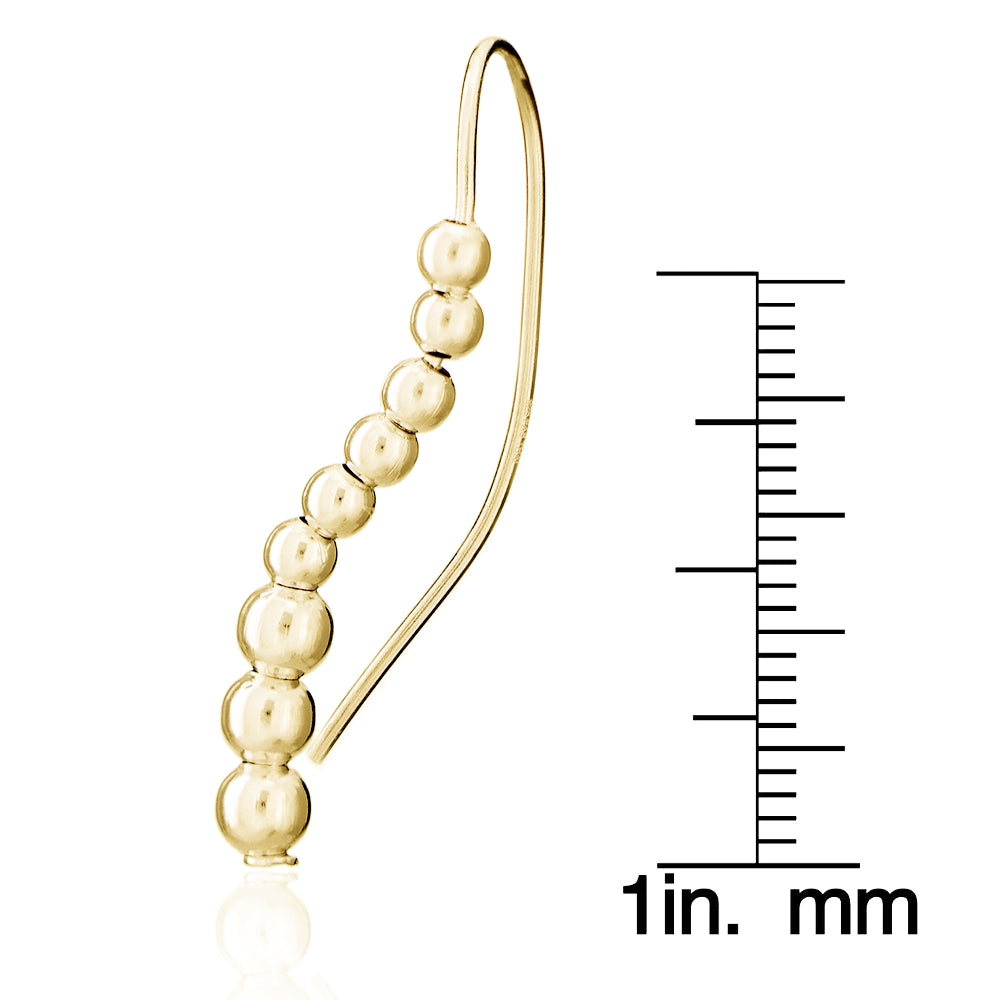 Gold Tone over Sterling Silver Beaded Journey Polished Hook Earrings-4