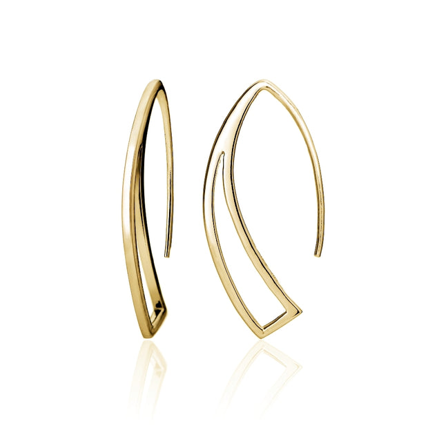 Gold Tone over Sterling Silver Geometric Polished Hook Earrings