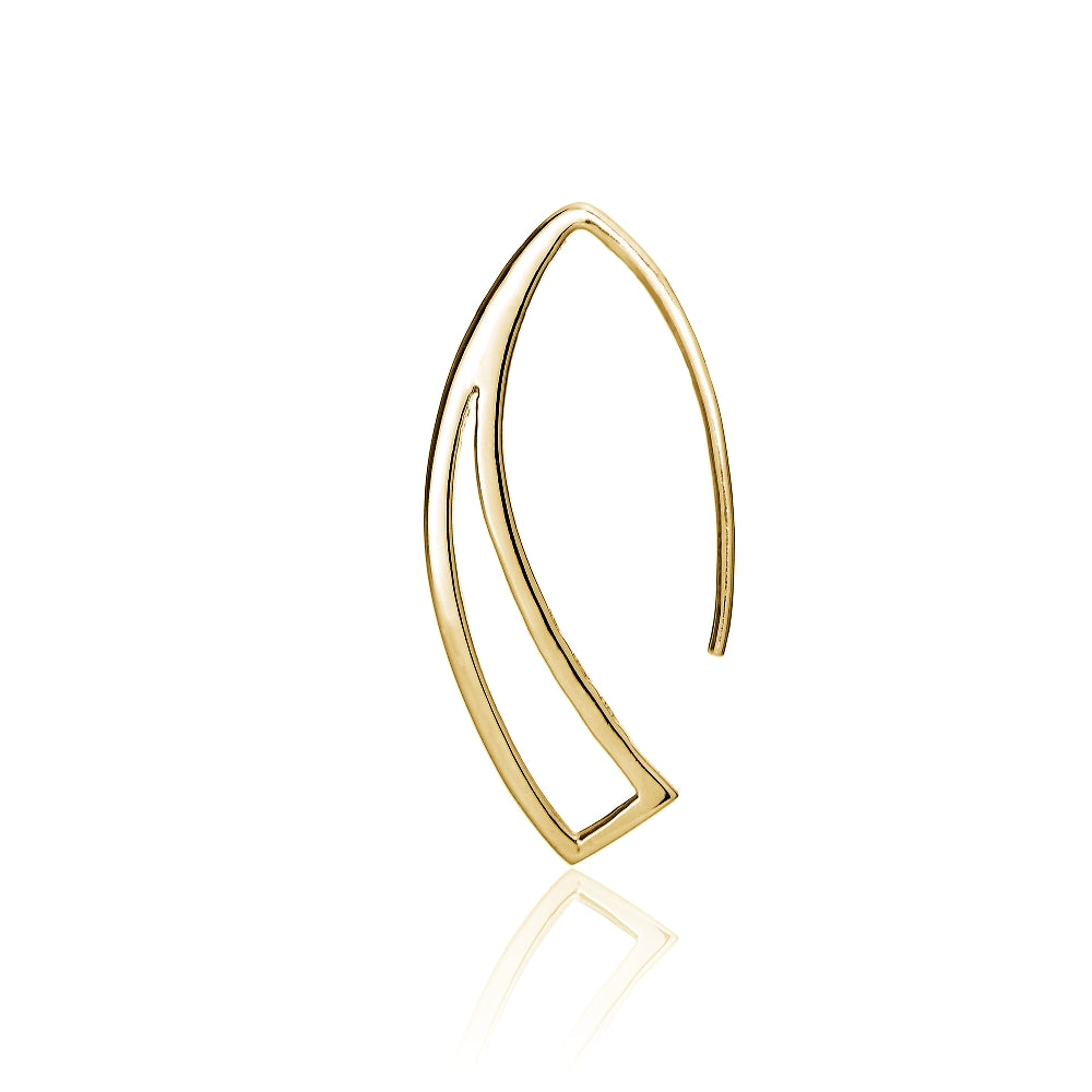 Gold Tone over Sterling Silver Geometric Polished Hook Earrings-3