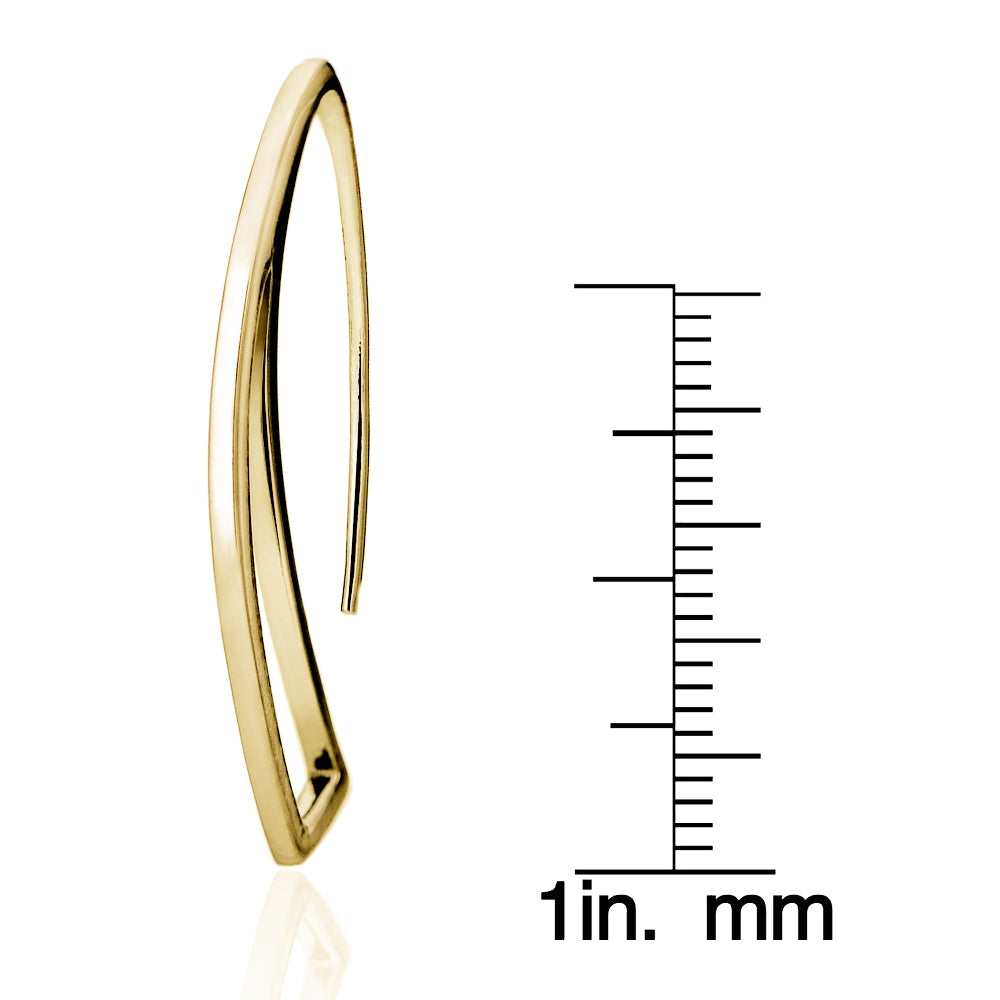 Gold Tone over Sterling Silver Geometric Polished Hook Earrings-4