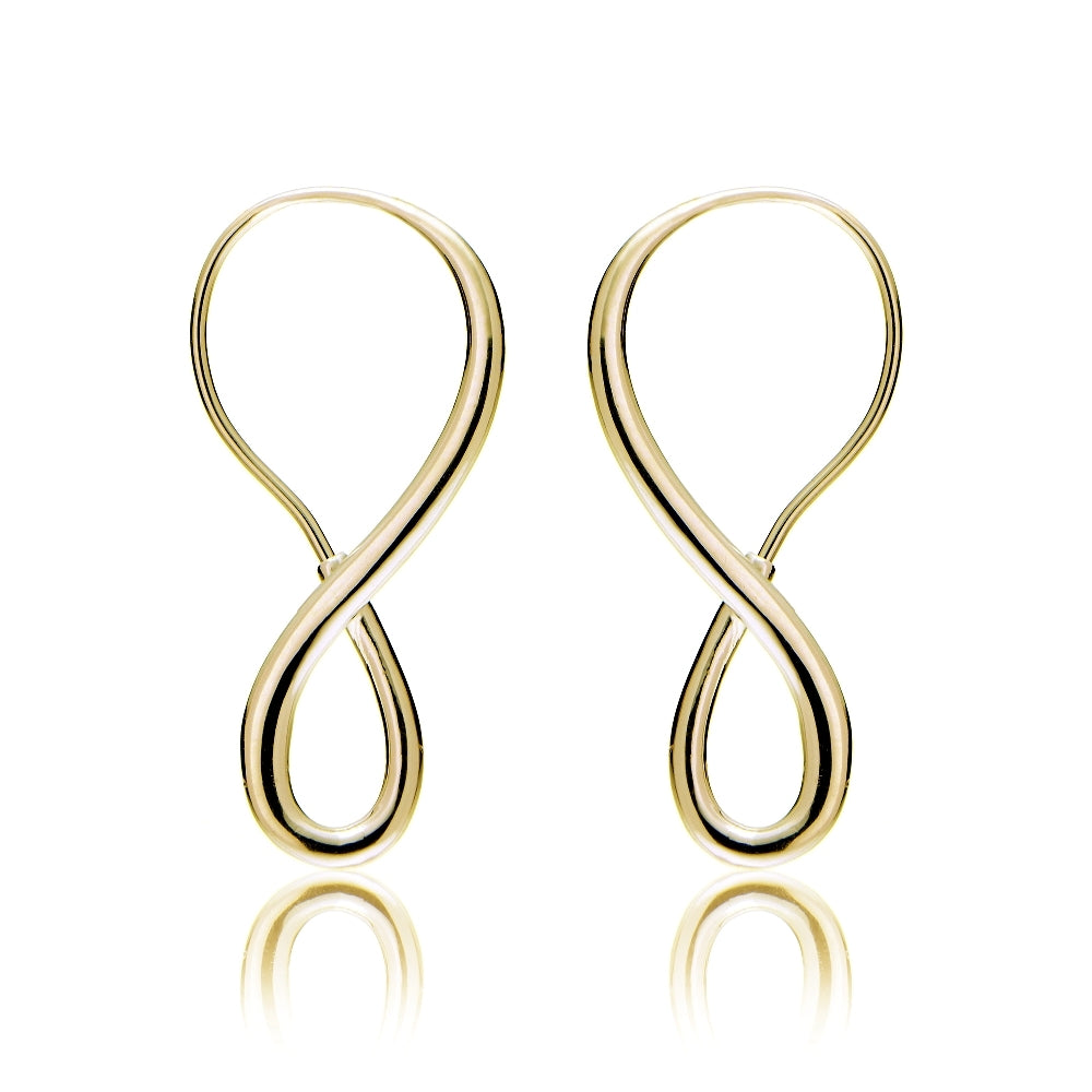 Gold Tone over Sterling Silver Infinity Polished Hook Earrings
