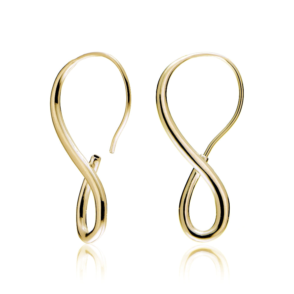 Gold Tone over Sterling Silver Infinity Polished Hook Earrings-2