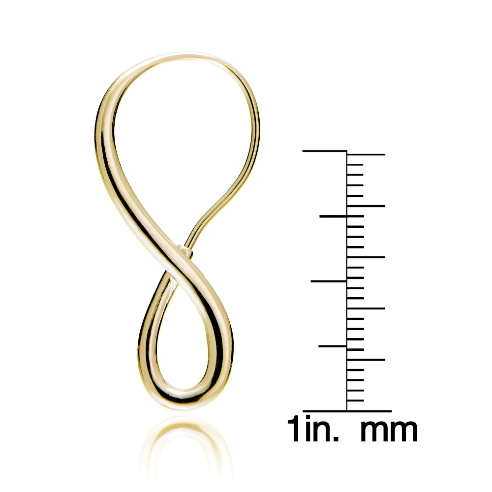 Gold Tone over Sterling Silver Infinity Polished Hook Earrings-3