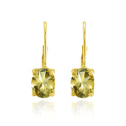 Yellow Gold Flashed Sterling Silver Citrine 8x6mm Oval Leverback Earrings