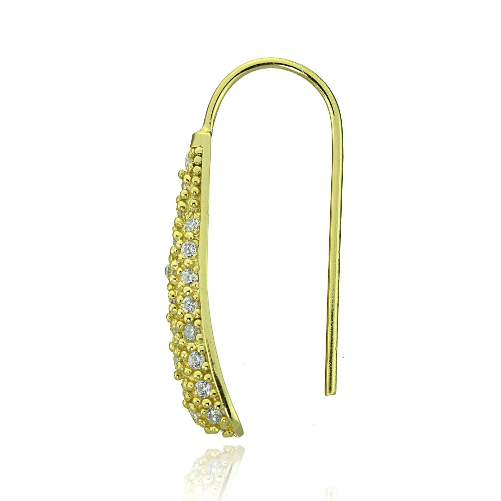 Gold Tone over Sterling Silver Cubic Zirconia Teardrop Drop Hook Earrings-3