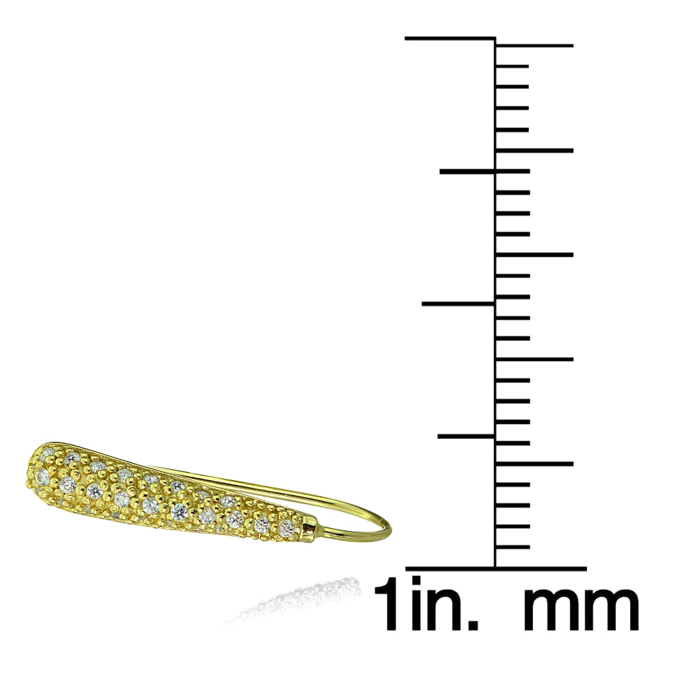 Gold Tone over Sterling Silver Cubic Zirconia Teardrop Drop Hook Earrings-4