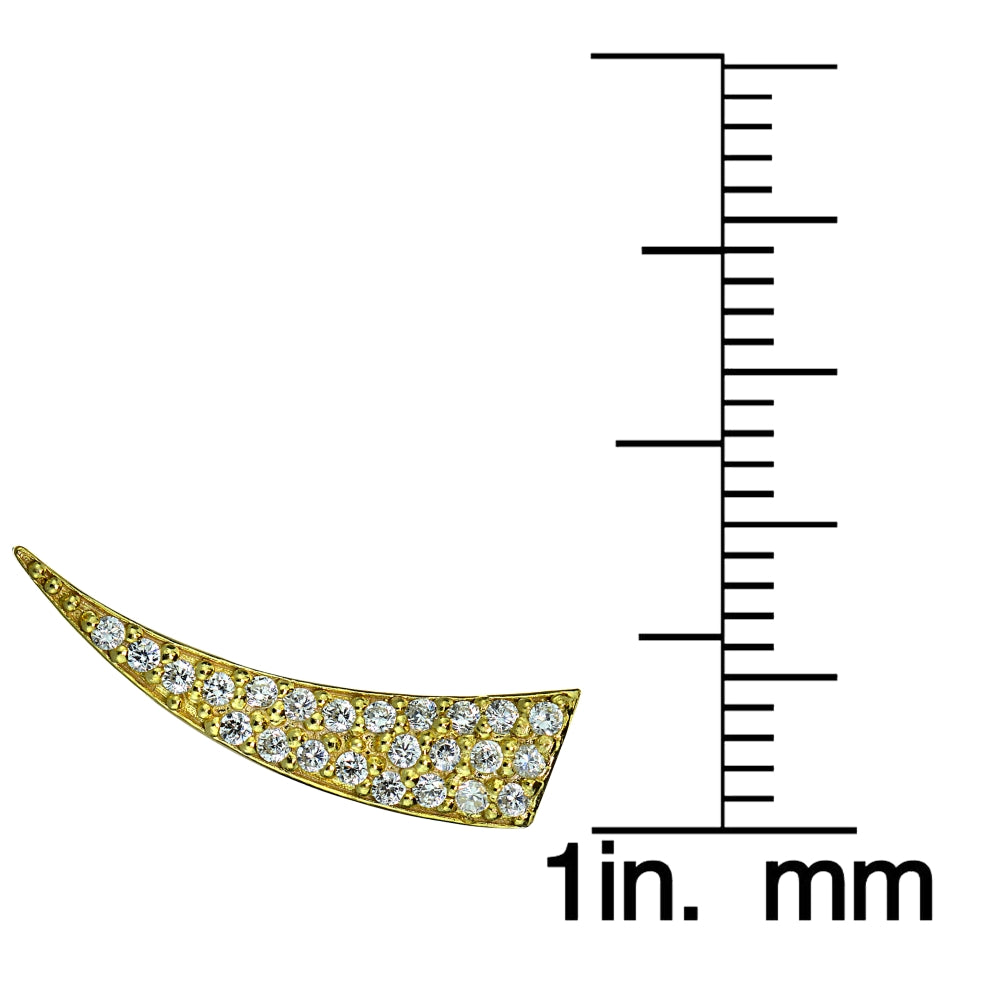 Gold Tone over Sterling Silver Cubic Zirconia Horn Crawler Climber Hook Earrings-4