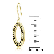 Gold Tone over Sterling Silver Oxidized Pressed Beads Oval Dangle Earrings