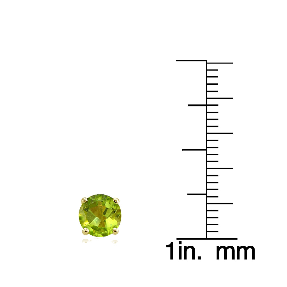 Yellow Gold Flashed Sterling Silver Peridot and Cubic Zirconia Accents Crown Stud Earrings-4
