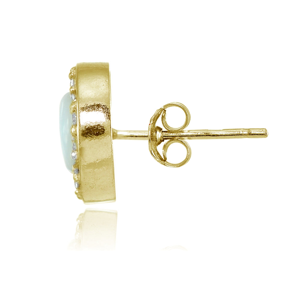 Yellow Gold Flashed Silver Cubic Zirconia Multi Colored Enamel Evil Eye Stud Earrings-2