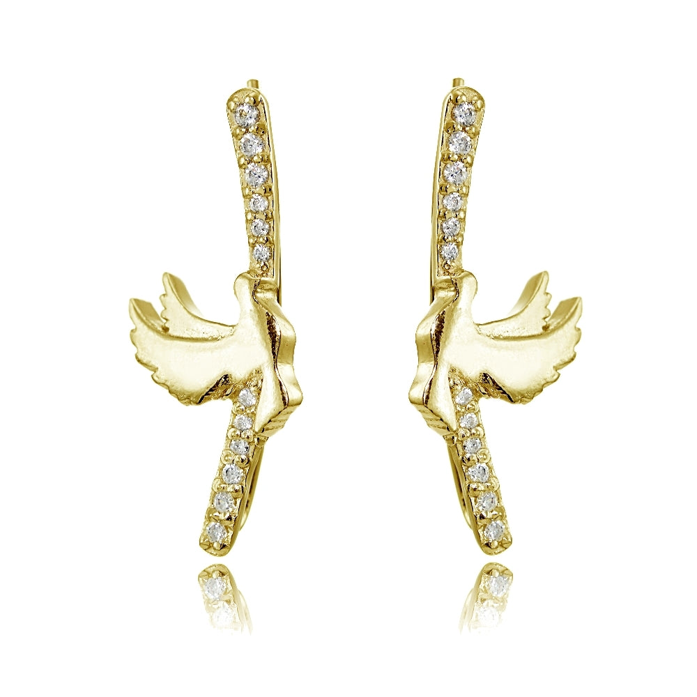Yellow Gold Flashed Sterling Silver Cubic Zirconia Dov Climber Crawler Earrings