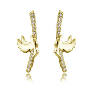 Yellow Gold Flashed Sterling Silver Cubic Zirconia Dov Climber Crawler Earrings