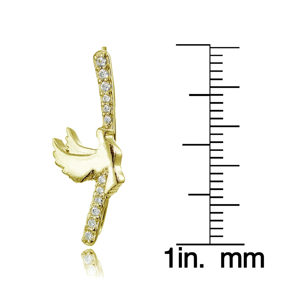 Yellow Gold Flashed Sterling Silver Cubic Zirconia Dov Climber Crawler Earrings-3