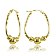 Yellow Gold Flashed Sterling Silver Polished Beaded 18mm Hoop Earrings