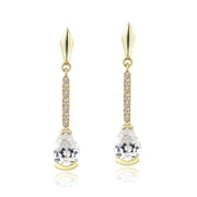 Yellow Gold Flashed Sterling Silver Cubic Zirconia Pear Cut Dangle Earrings