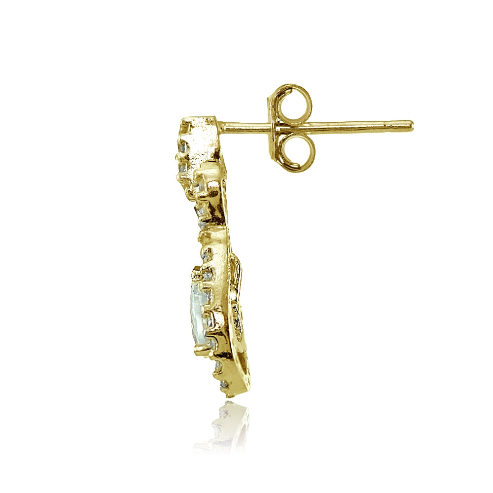 Yellow Gold Flashed Sterling Silver Cubic Zirconia Infinity Dangle Earrings-2