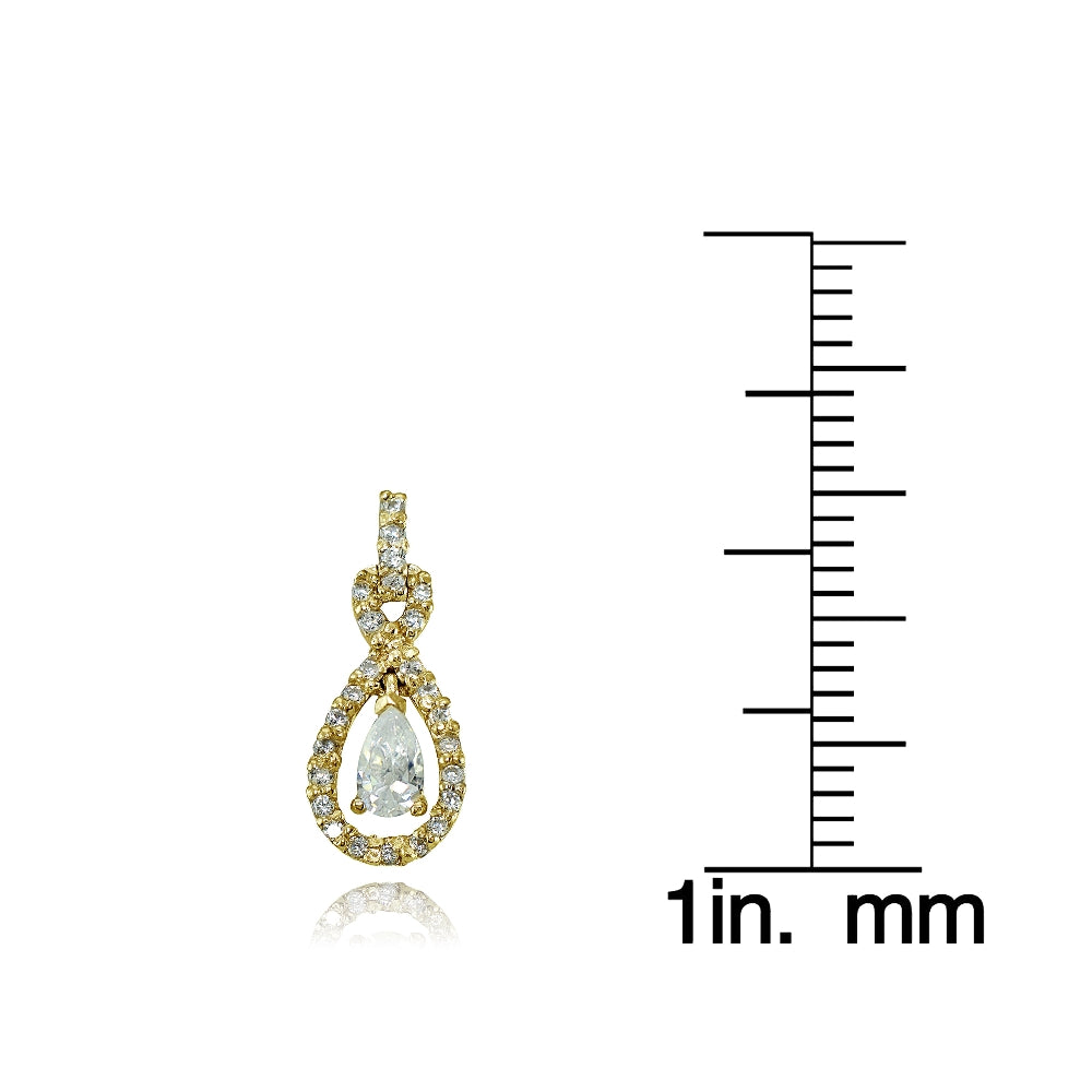 Yellow Gold Flashed Sterling Silver Cubic Zirconia Infinity Dangle Earrings-3