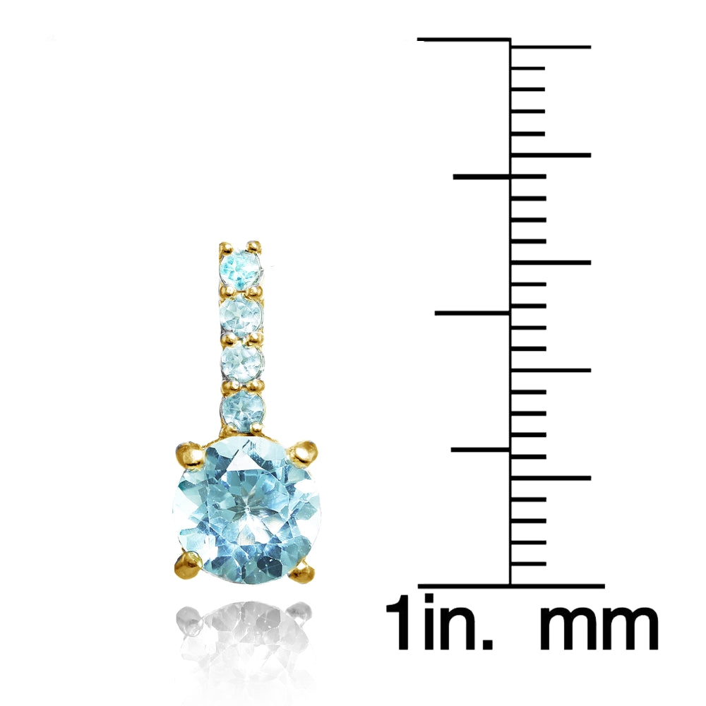 Yellow Gold Flashed Sterling Silver Blue Topaz 5-Stone Round Drop Earrings-3