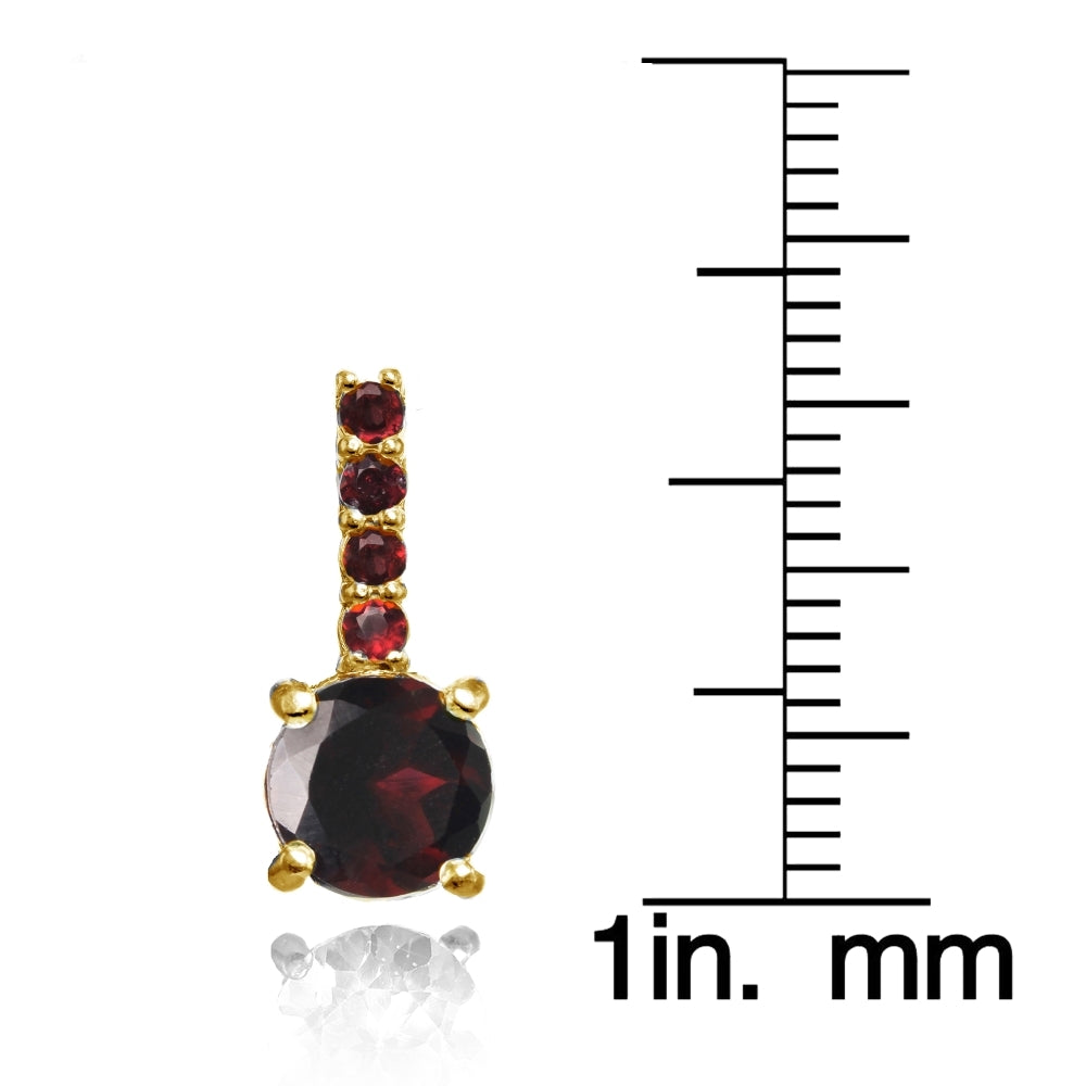 Yellow Gold Flashed Sterling Silver Garnet 5-Stone Round Drop Earrings-3