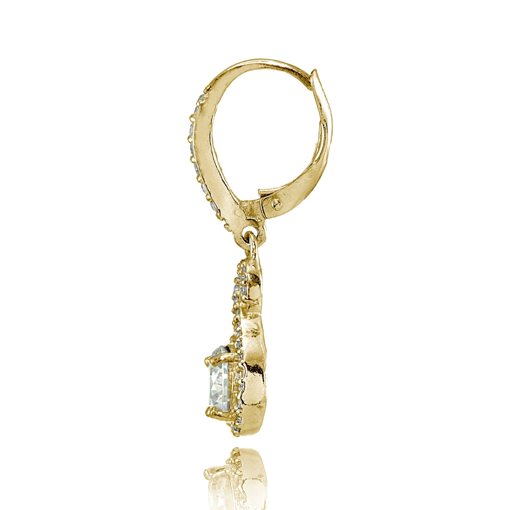 Yellow Gold Flashed Sterling Silver Cubic Zirconia Infinity Dangle Leverback Earrings-2