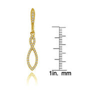 Yellow Gold Flashed Silver Cubic Zirconia Infinity Twist Drop Leverback Earrings