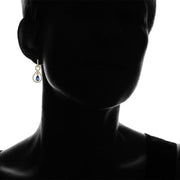 Yellow Gold Flashed Sterling Silver Blue Cubic Zirconia Teardrop Infinity Figure 8 Dangle Earrings