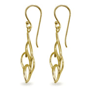 Yellow Gold Flashed Sterling Silver Polished Abstract Filigree Swirls Dangle Earrings