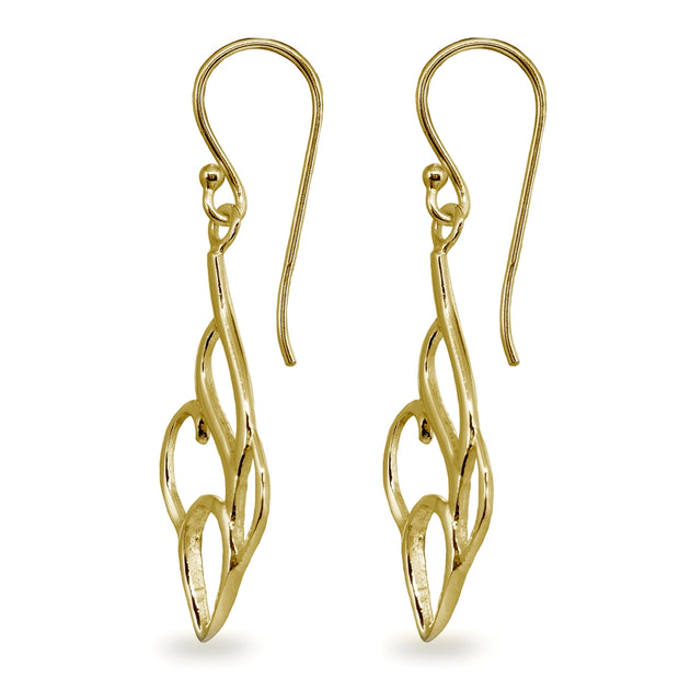 Yellow Gold Flashed Sterling Silver Polished Abstract Filigree Swirls Dangle Earrings
