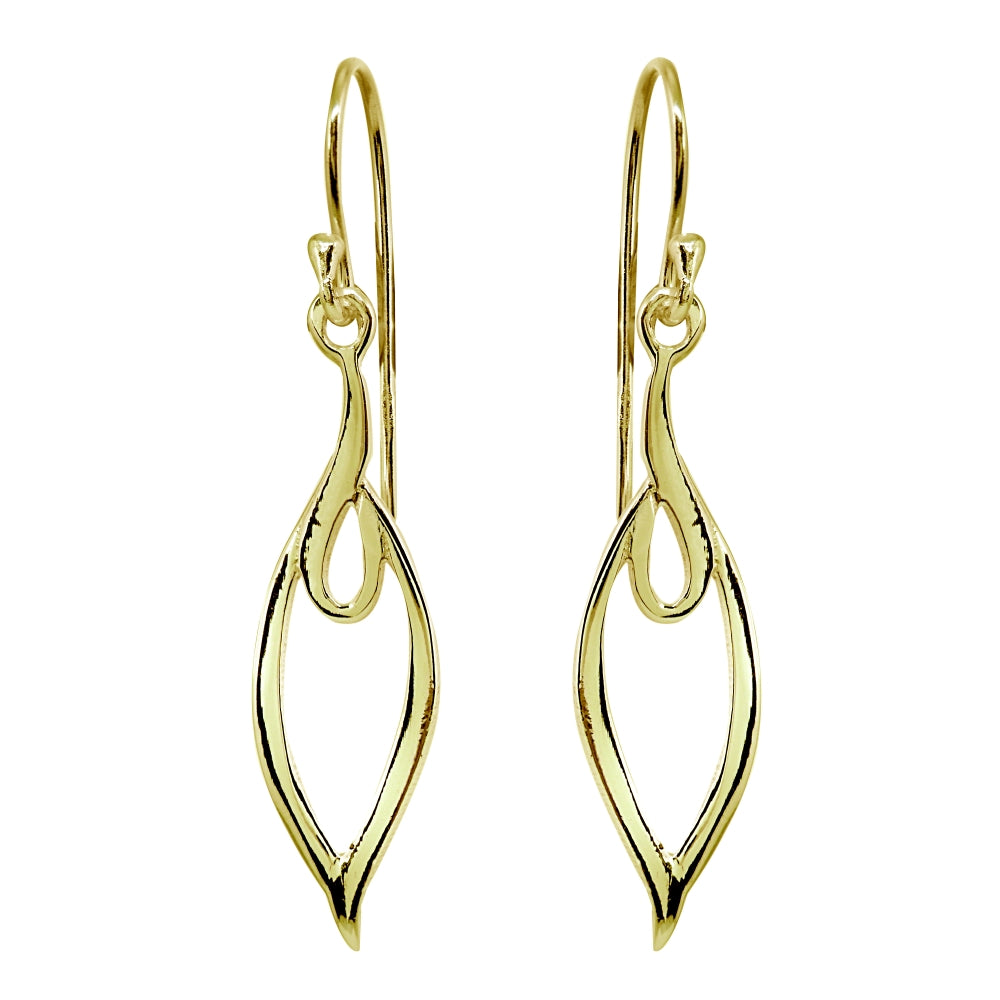 Yellow Gold Flashed Sterling Silver Polished Abstract Evil Eye Dangle Earrings