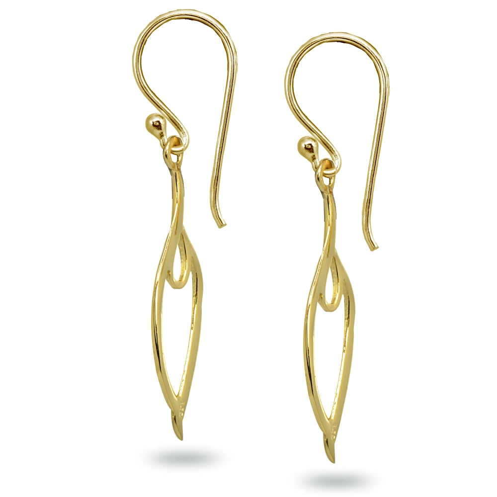 Yellow Gold Flashed Sterling Silver Polished Abstract Evil Eye Dangle Earrings-2