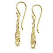 Yellow Gold Flashed Sterling Silver Polished Heart Double Infinity Dangle Earrings