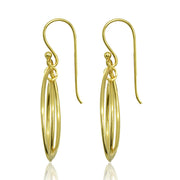 Yellow Gold Flashed Sterling Silver Polished Layered Almond Shape Dangle Earrings