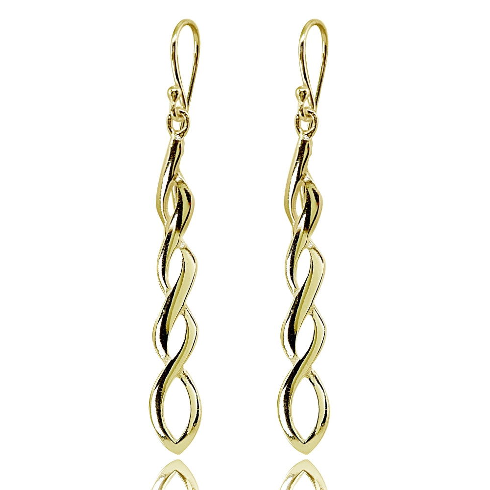Yellow Gold Flashed Sterling Silver Polished Infinity Swirl Twist Dangle Earrings