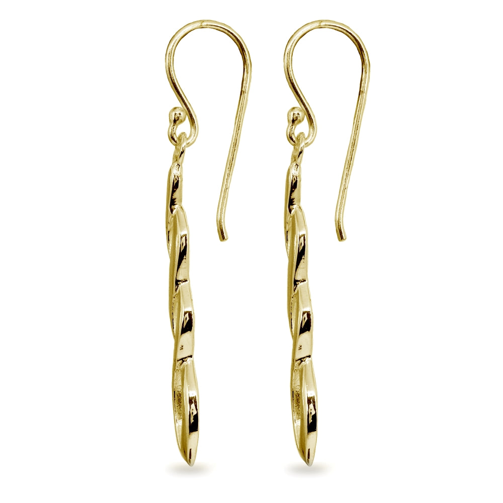 Yellow Gold Flashed Sterling Silver Polished Infinity Swirl Twist Dangle Earrings-2