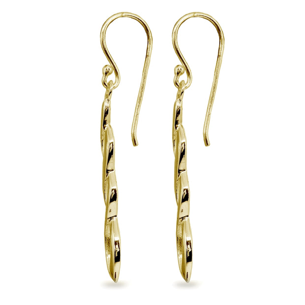Yellow Gold Flashed Sterling Silver Polished Infinity Swirl Twist Dangle Earrings