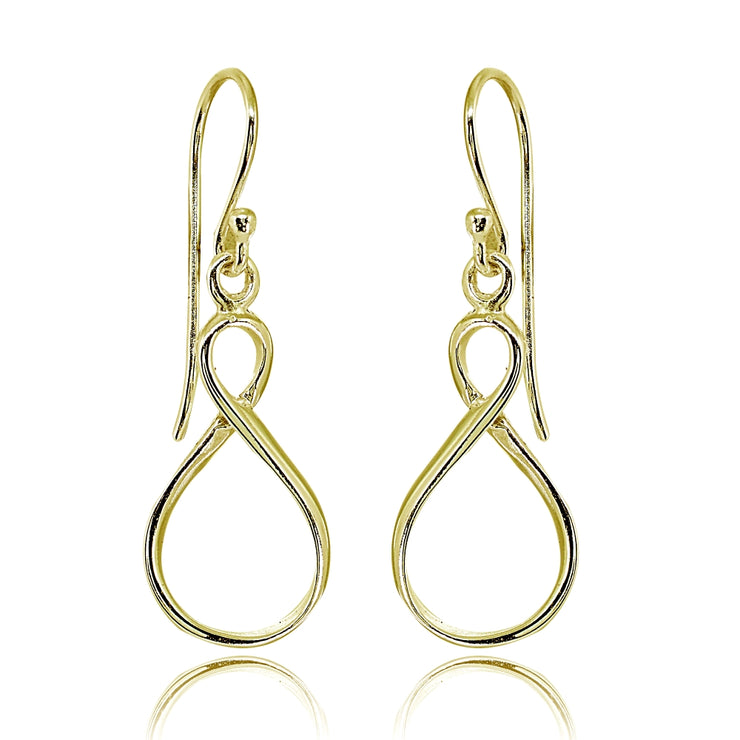 Yellow Gold Flashed Sterling Silver Polished Infinity Symbol Figure 8 Dangle Earrings