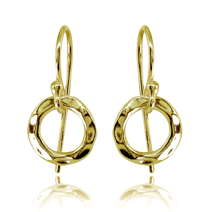 Yellow Gold Flashed Sterling Silver Polished Small Circle Frontal Hoop Dangle Earrings