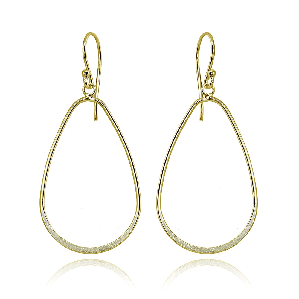 Yellow Gold Flashed Sterling Silver Polished Open Teardrop Hoop Dangle Earrings