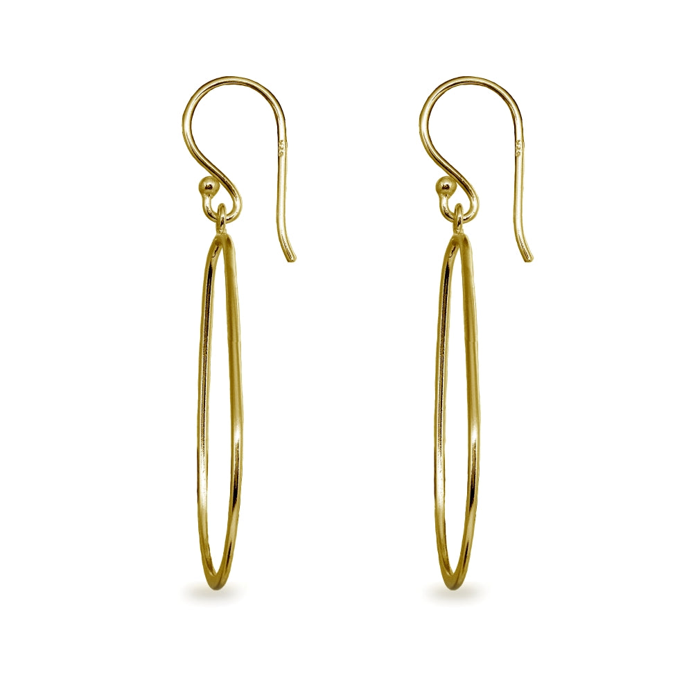 Yellow Gold Flashed Sterling Silver Polished Open Teardrop Hoop Dangle Earrings-2