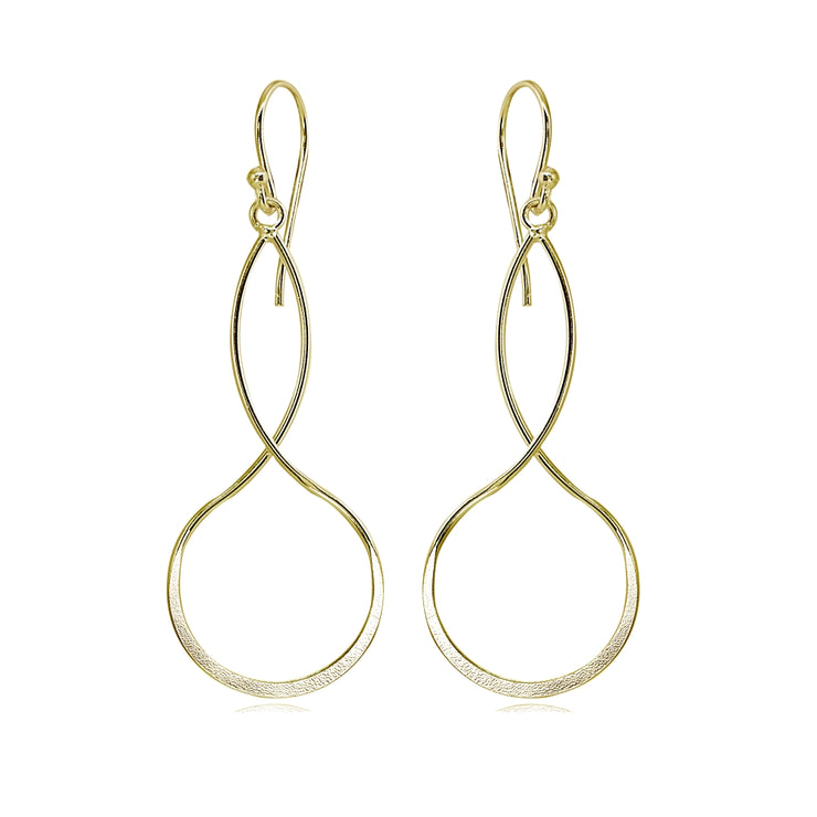 Yellow Gold Flashed Sterling Silver Polished Infinity Symbol Marquise Shape Dangle Earrings