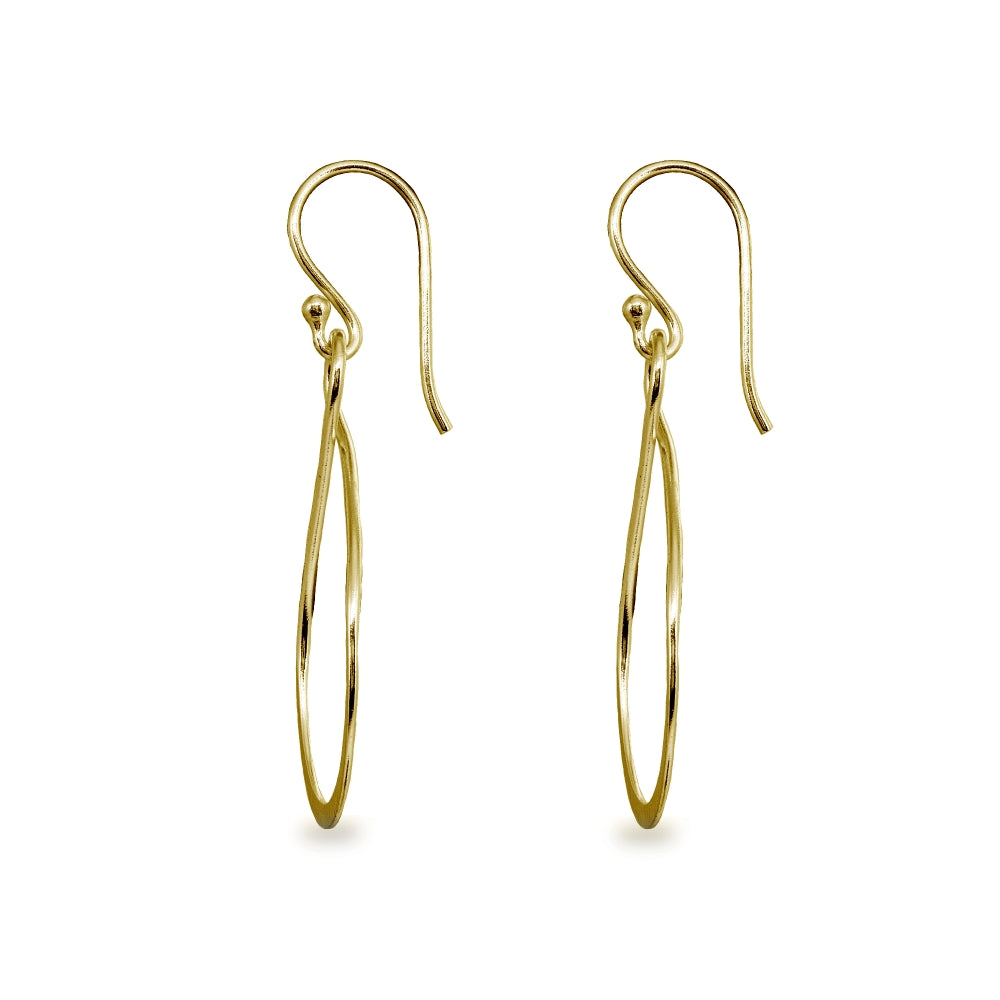 Yellow Gold Flashed Sterling Silver Polished Infinity Symbol Teardrop Shape Dangle Earrings-2