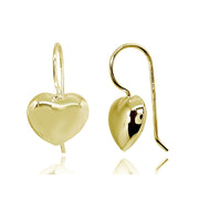 Yellow Gold Flashed Sterling Silver Polished Heart Love Dainty Earrings