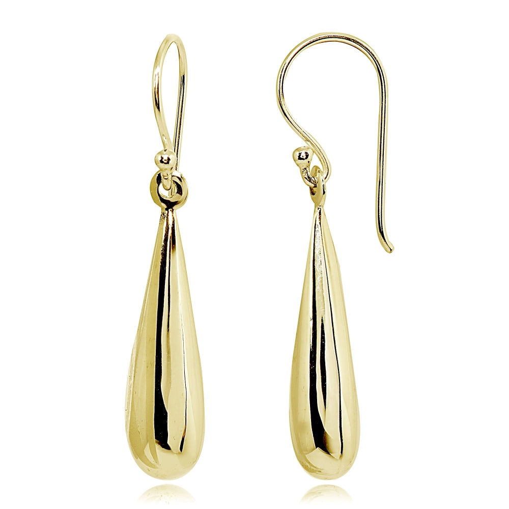 Yellow Gold Flashed Sterling Silver Polished Teardrop Dangle Drop Earrings