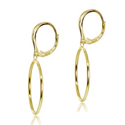 Yellow Gold Flashed Sterling Silver Polished 30mm Frontal Hoop Circle Drop Dangle Leverback Earrings