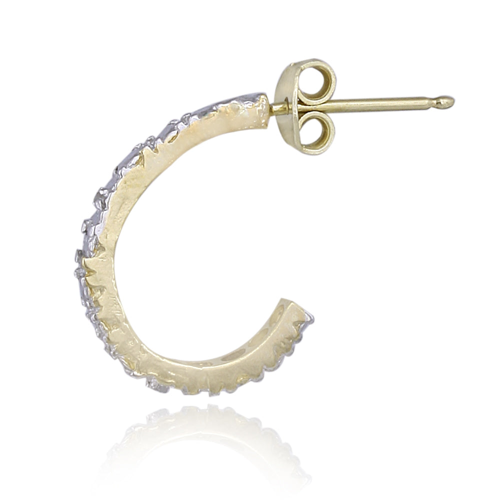 18K Gold over Sterling Silver Diamond Accent Two-Tone Half Hoop Earrings-2
